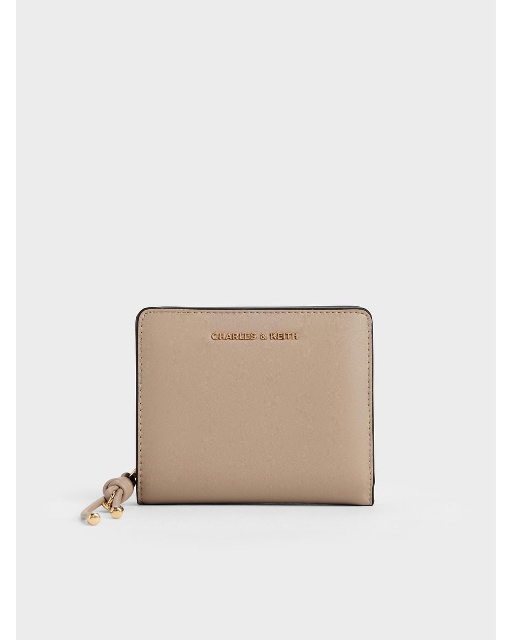 Charles & Keith Natural Everleigh Zip-Around Small Wallet