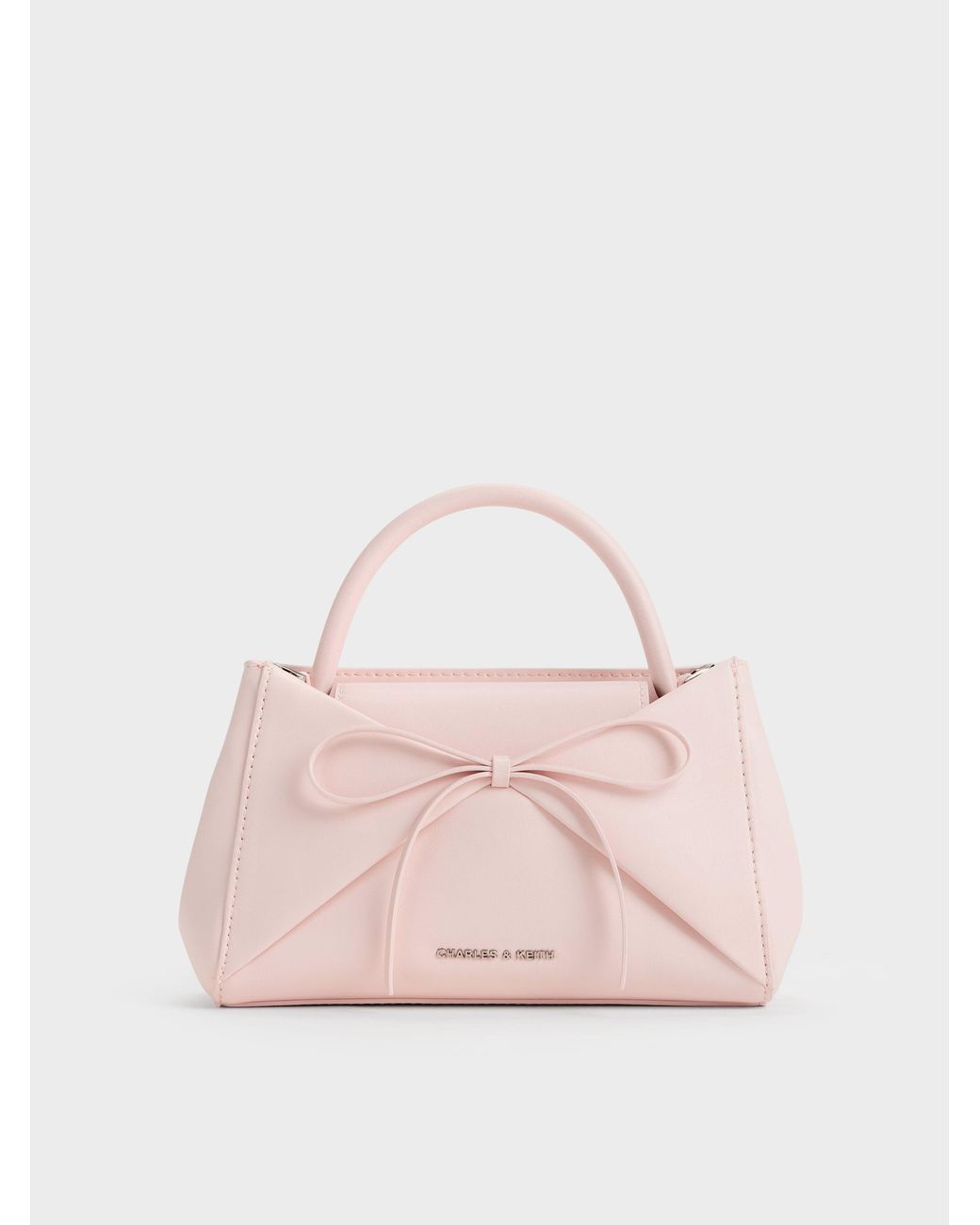 Charles & Keith Pink Hazel Bow Panelled Top Handle Bag