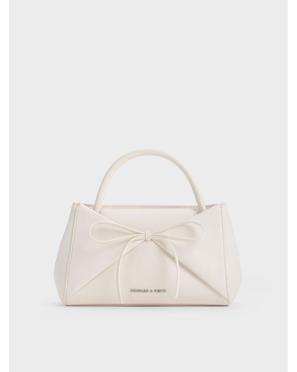 Charles & Keith Natural Hazel Bow Panelled Top Handle Bag