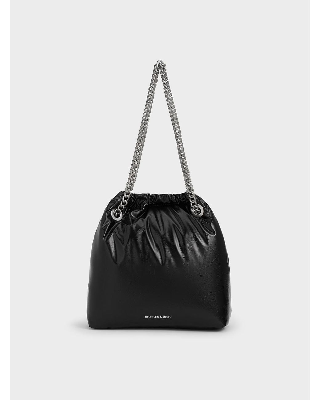 Charles & Keith Black Caia Chain-handle Tote Bag