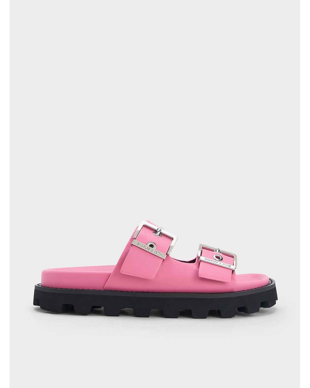 Charles & Keith Pink Trill Grommet Double-strap Sandals