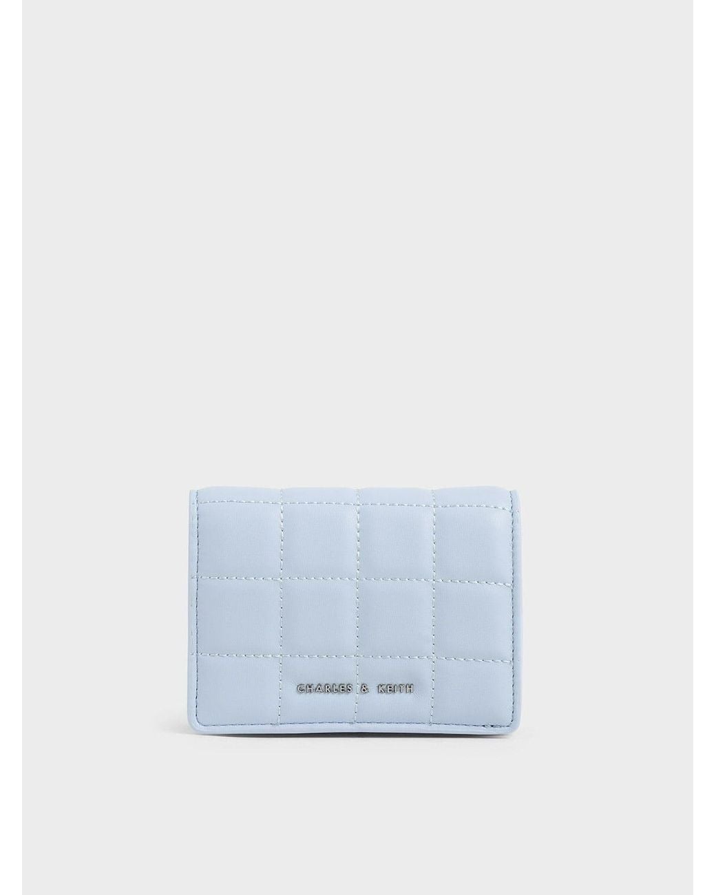 Charles & Keith Blue Cassia Quilted Mini Wallet