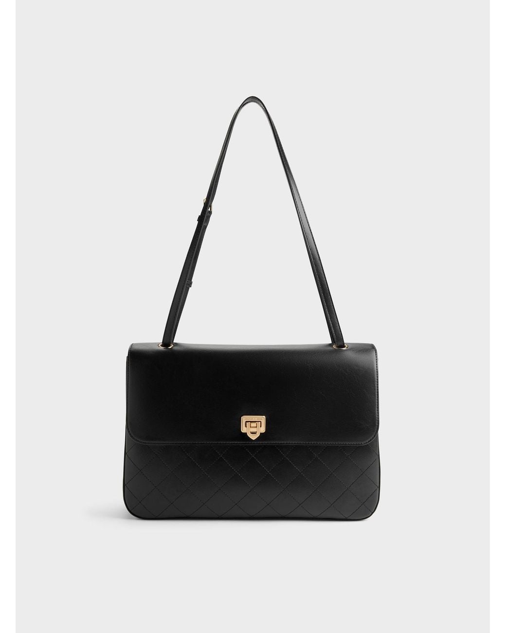 Charles & Keith Black Connie Quilted Shoulder Bag