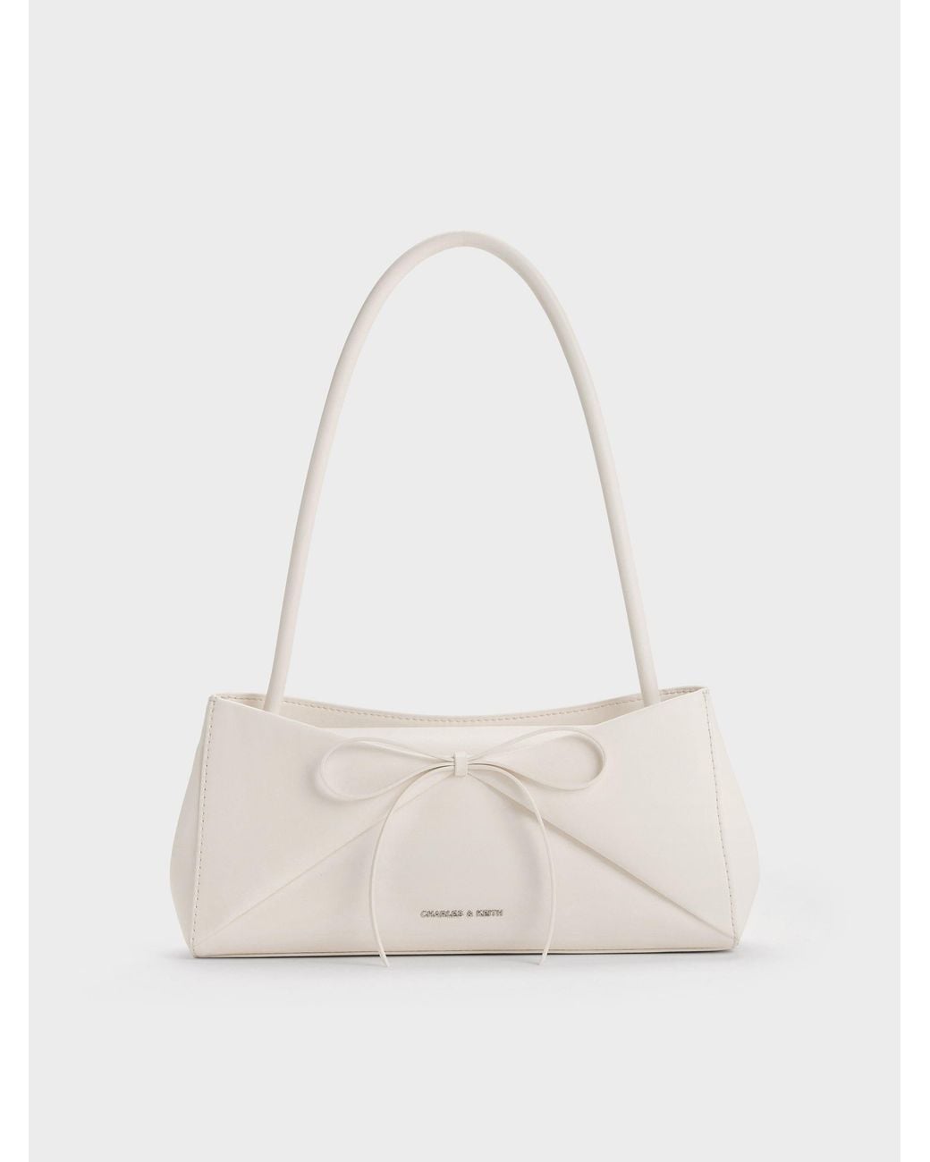 Charles & Keith White Hazel Bow Panelled Shoulder Bag