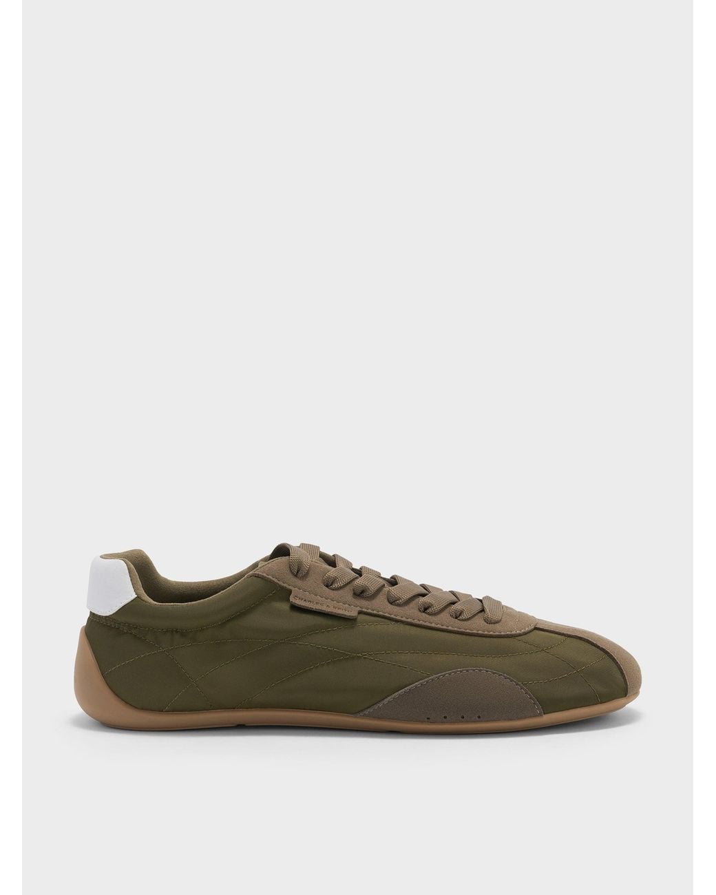 Charles & Keith Green Nylon Contrast-Panel Low-Top Sneakers