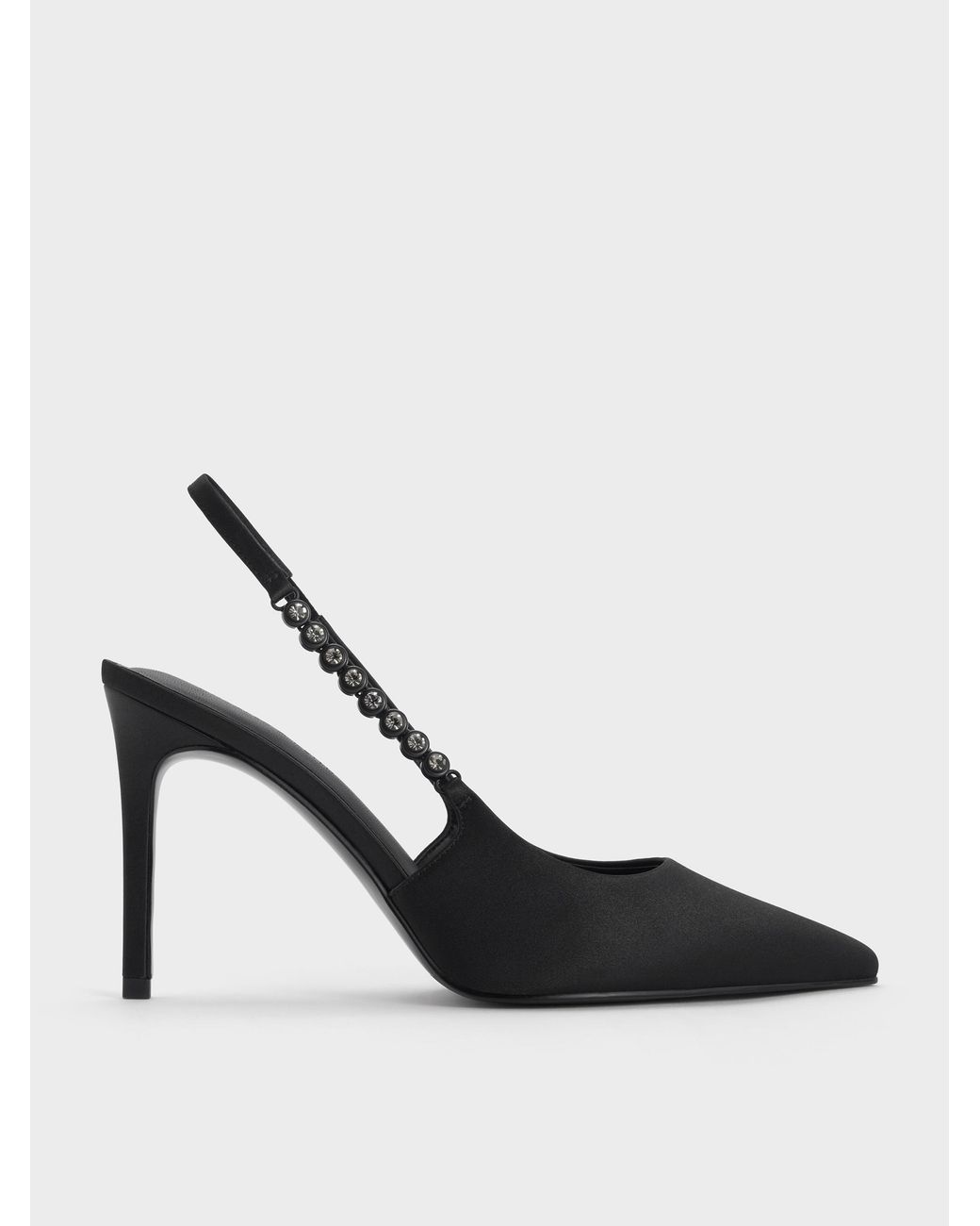 Charles & Keith White Flores Gem-strap Slingback Pumps
