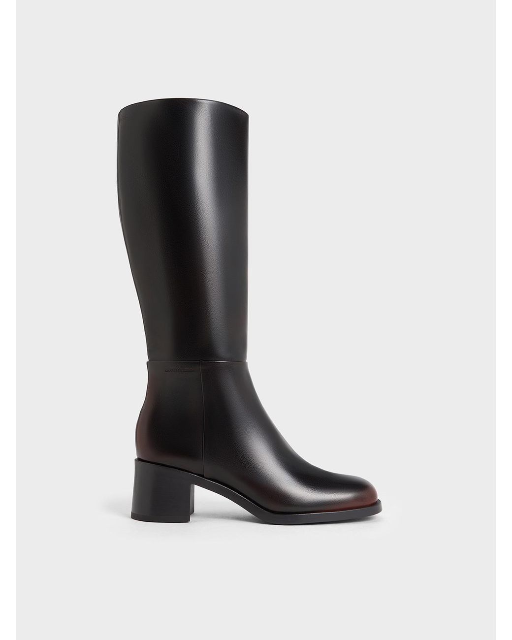 Charles & Keith Black Louise Block-heel Knee-high Boots