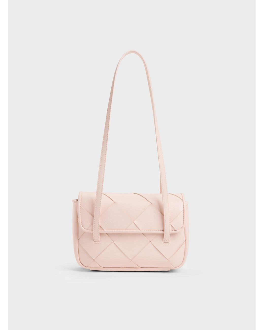Charles & Keith Pink Maribel Woven Shoulder Bag