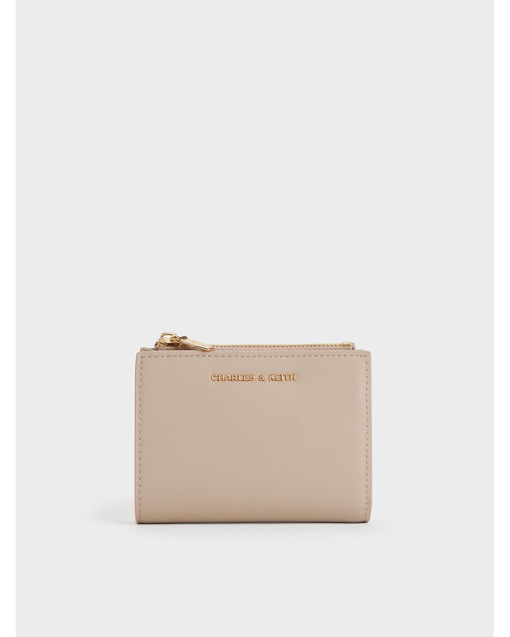 Charles & Keith Natural Harmonee Top-Zip Small Wallet