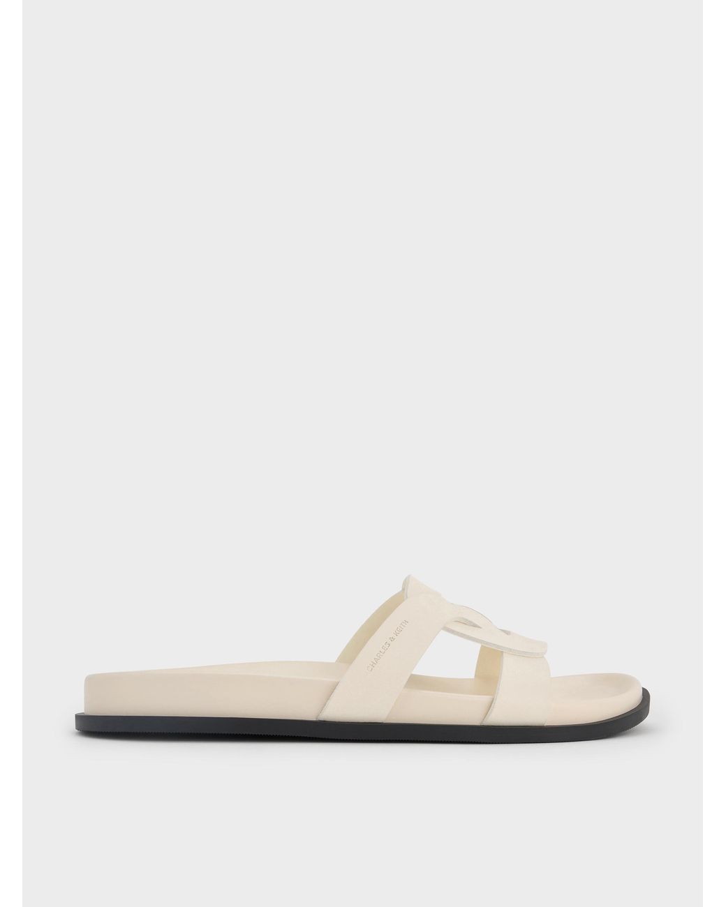 Charles & Keith White Fannie Interwoven Slide Sandals
