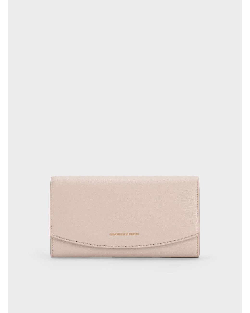 Charles & Keith Natural Briony Curved Flap Long Wallet