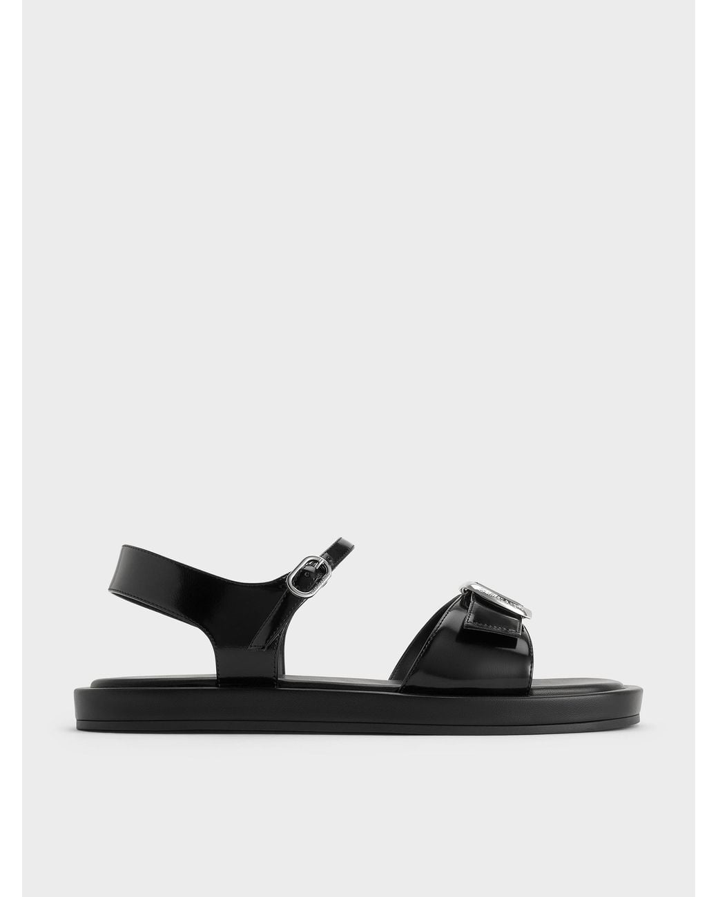 Charles & Keith Black Buckled Slingback Sandals