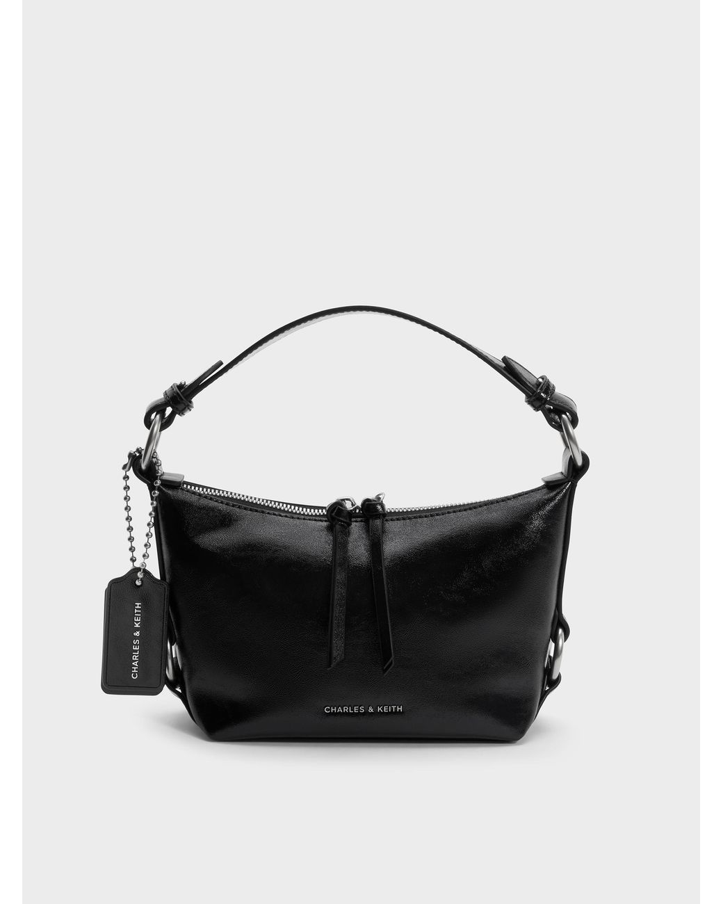 Charles & Keith Black Tatiana Tassel Hobo Bag