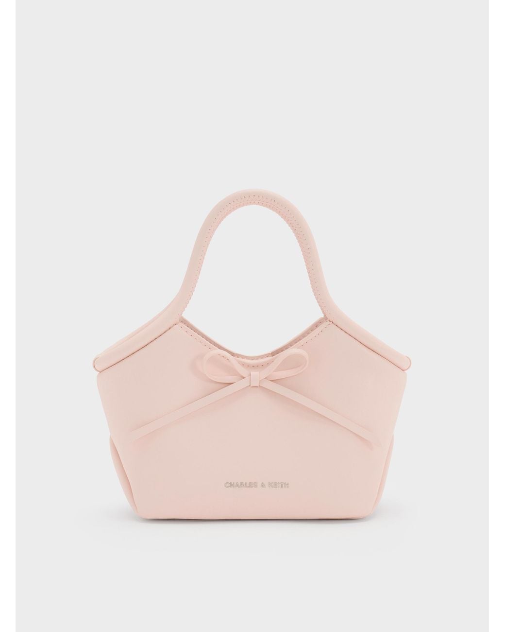 Charles & Keith Pink Hazel Bow Tubular Top Handle Bag