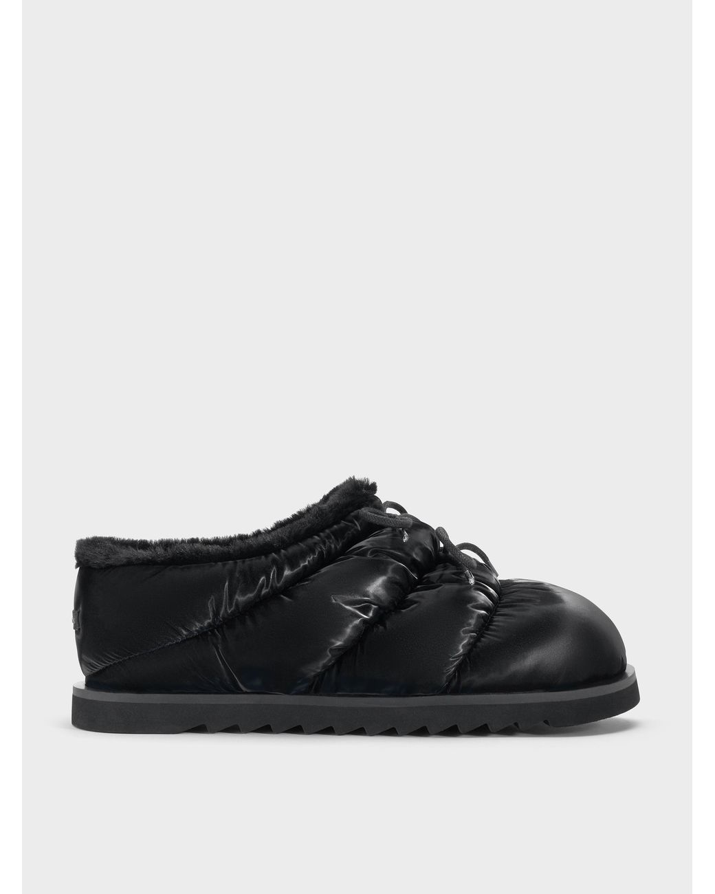 Charles & Keith Black Egan Nylon Puffy Mules