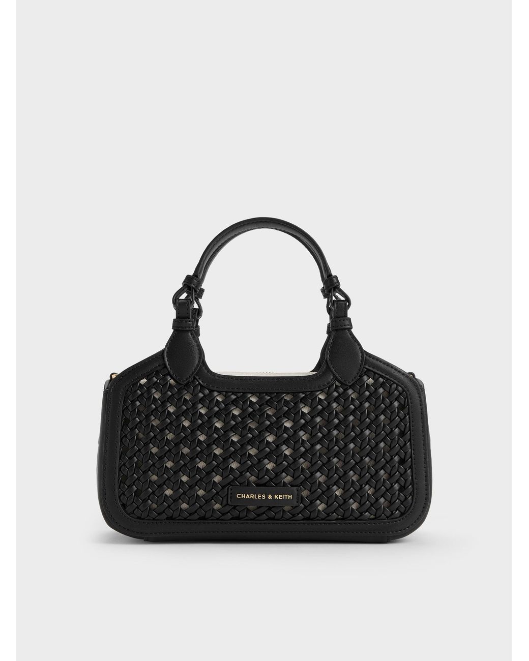 Charles & Keith Black Mini Azure Woven Tote Bag