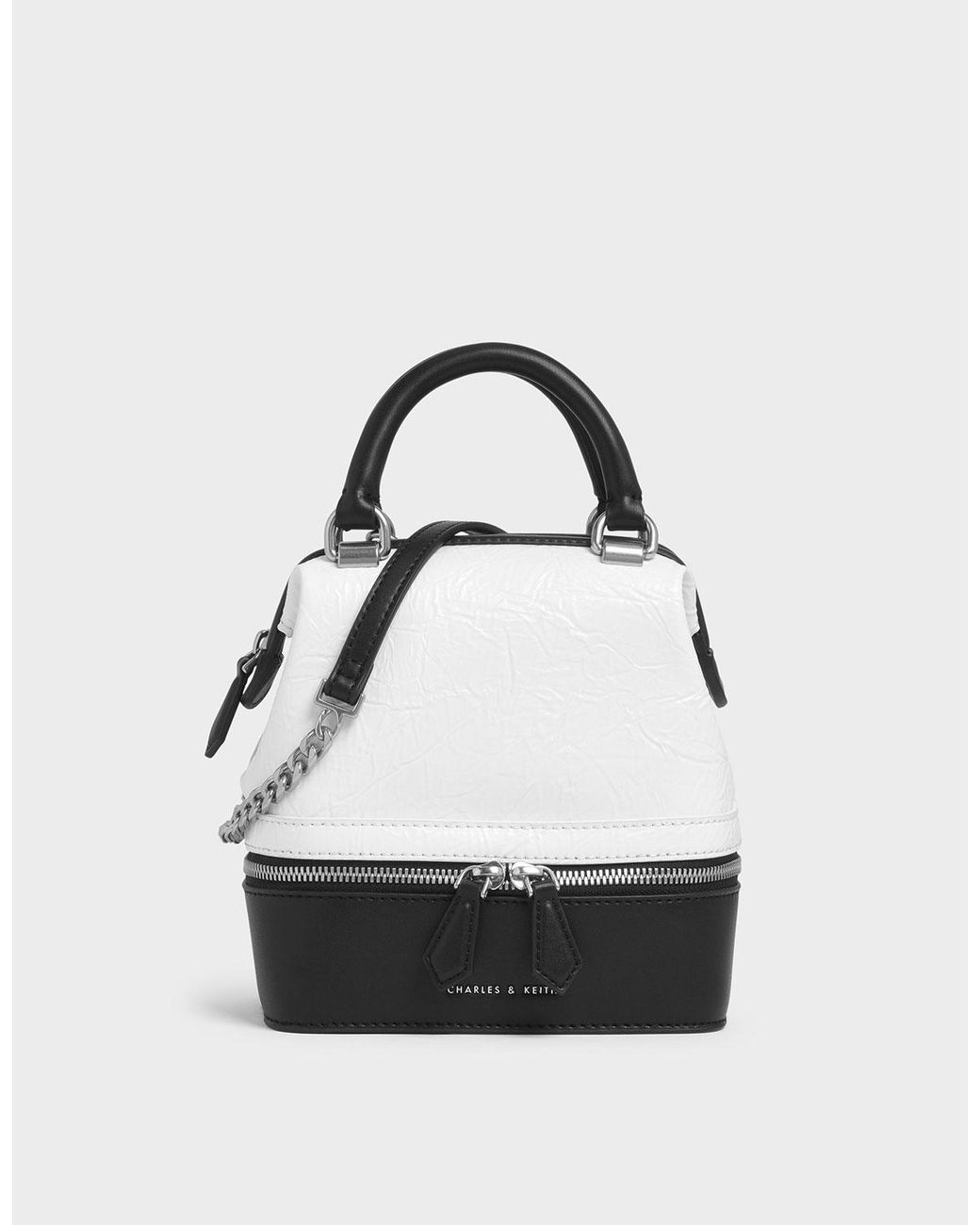 charles and keith black and white bag