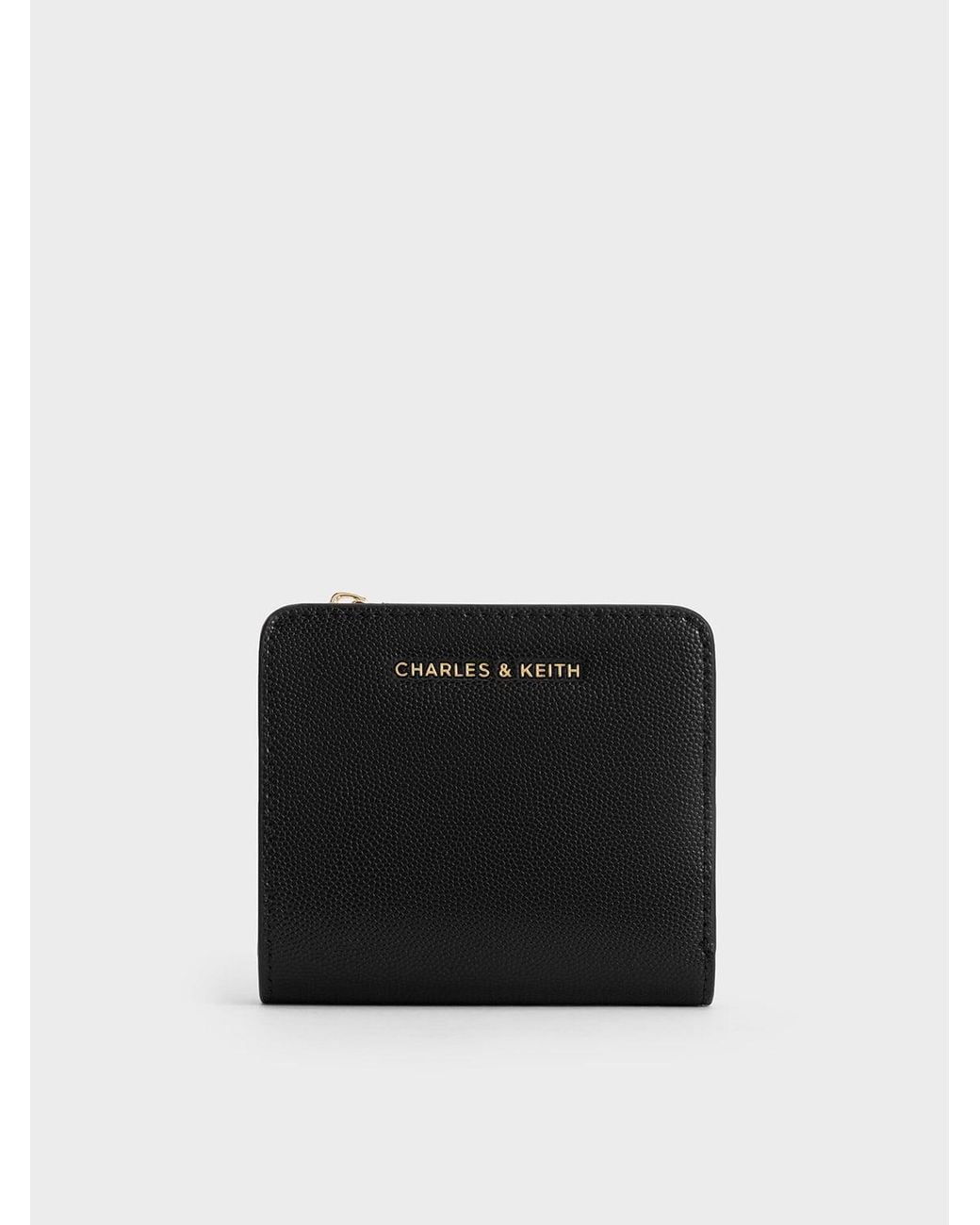 Charles & Keith Black Keely Top Zip Small Wallet