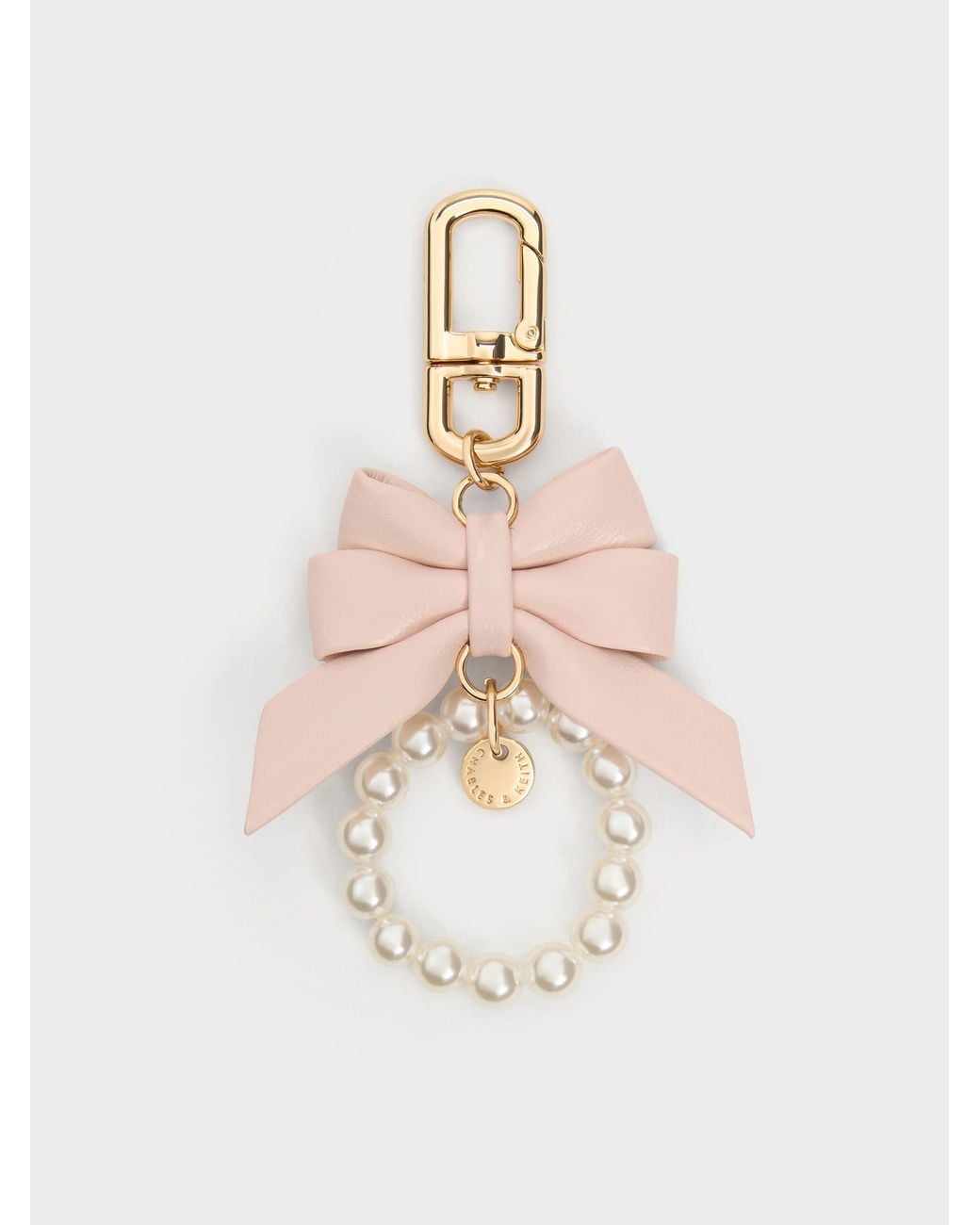 Charles & Keith White Halsey Bow-Pearl Charm