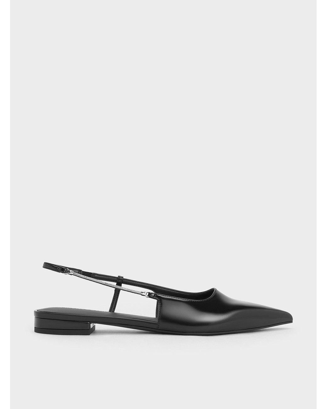 Charles & Keith Chain-Strap Pointed-Toe Slingback Flats in