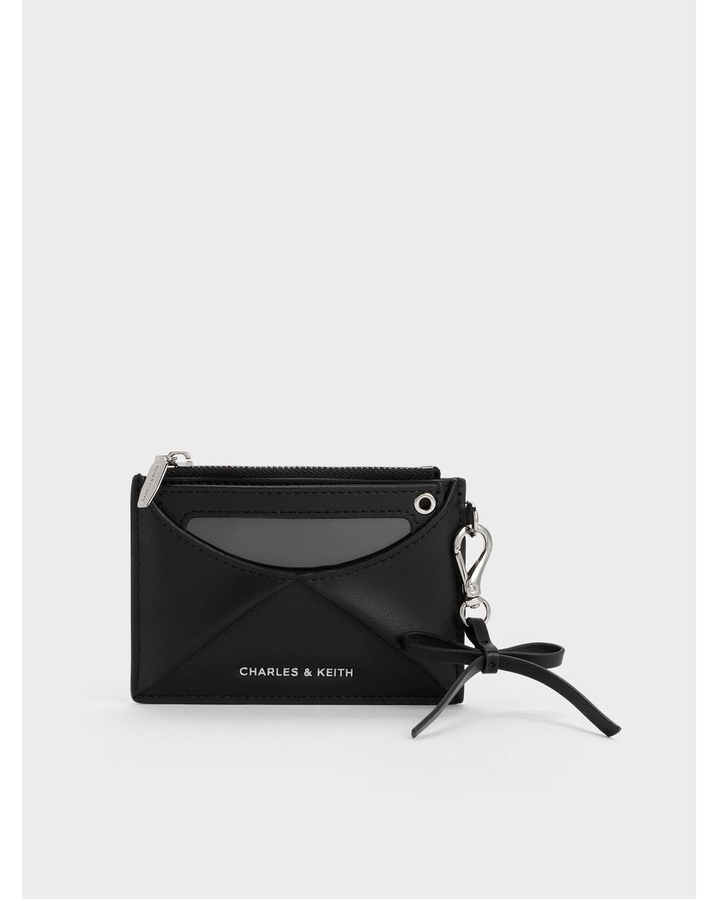 Charles & Keith Black Hazel Bow Panelled Card Holder