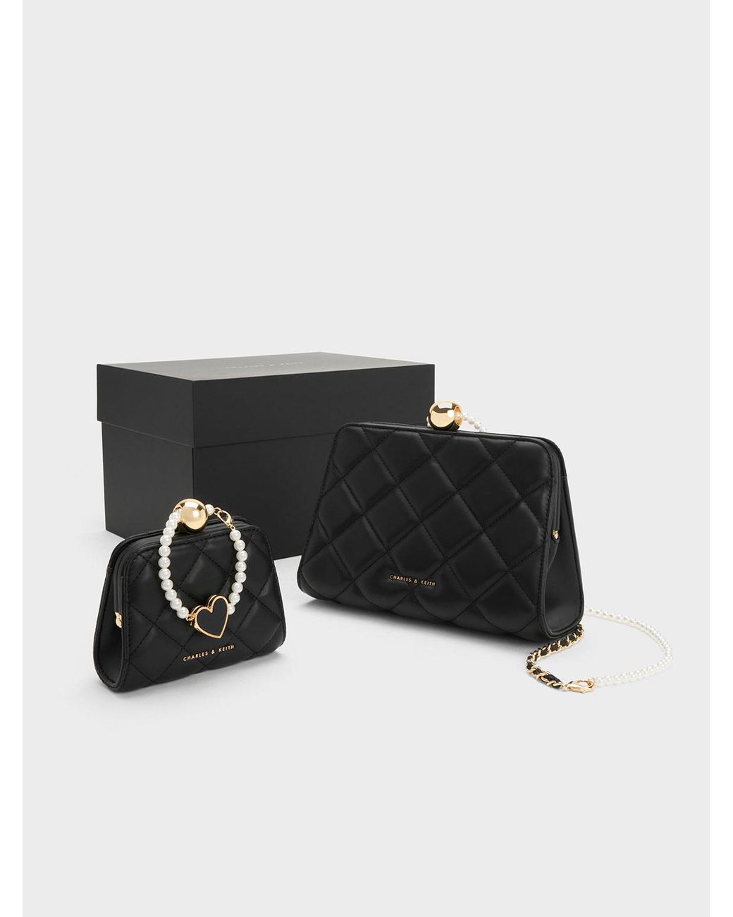 Charles & Keith Gift Set: Mini Quilted Chain Bag in Black | Lyst