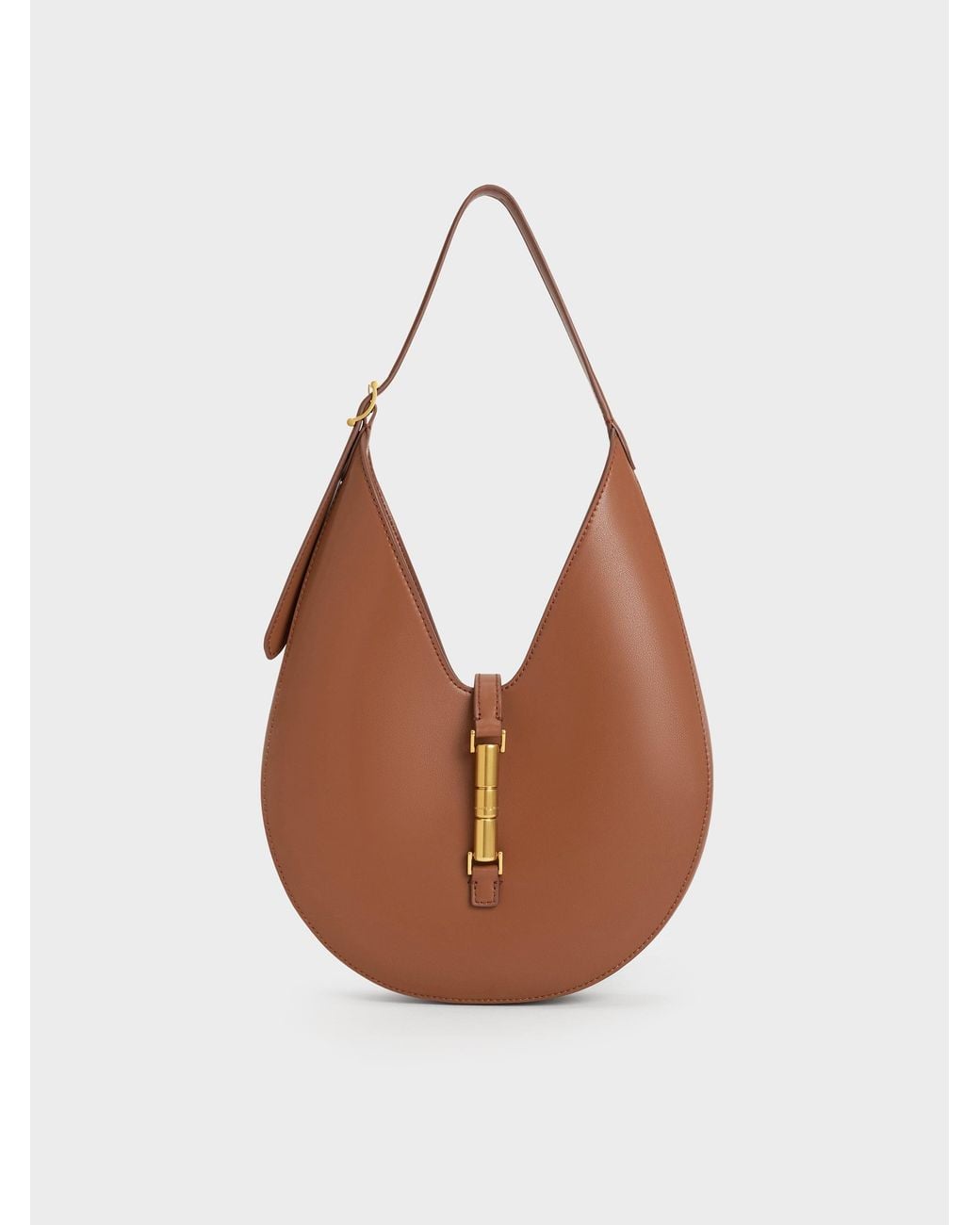 Charles & Keith White Cesia Metallic-Accent Hobo Bag