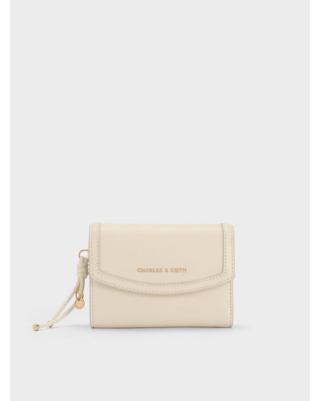 Charles & Keith Natural Haylen Front-Flap Small Wallet
