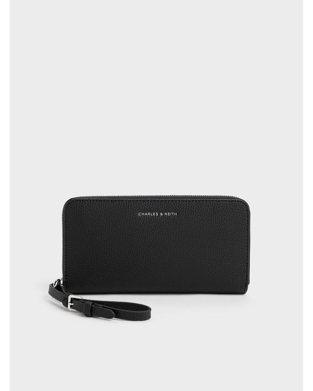 Charles & Keith Black Chance Zip-Around Long Wallet