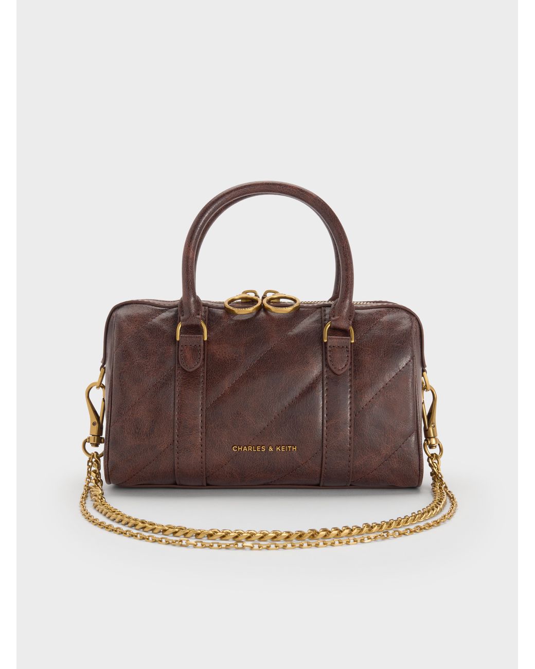 Charles & Keith Brown Philomena Bowling Bag