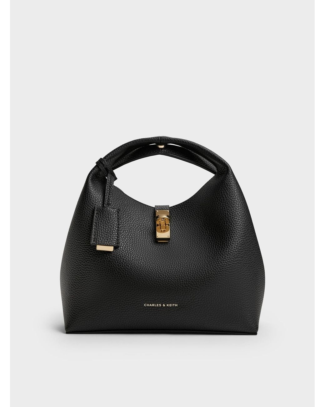 Charles & Keith Black Chance Turn-lock Bucket Bag