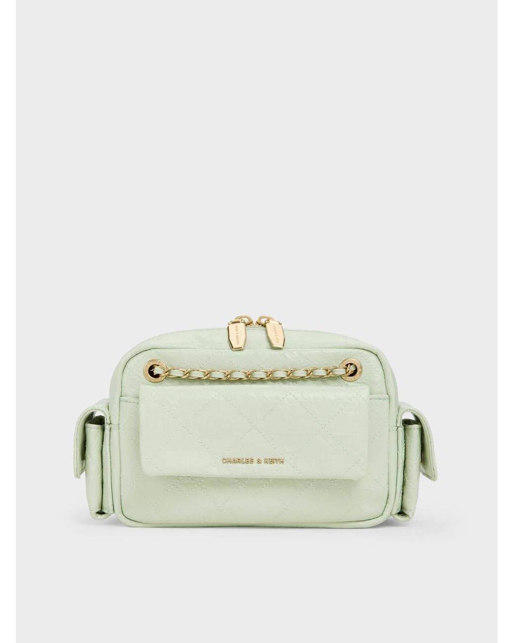 Charles & Keith Green Duo Quilted Crossbody Bag