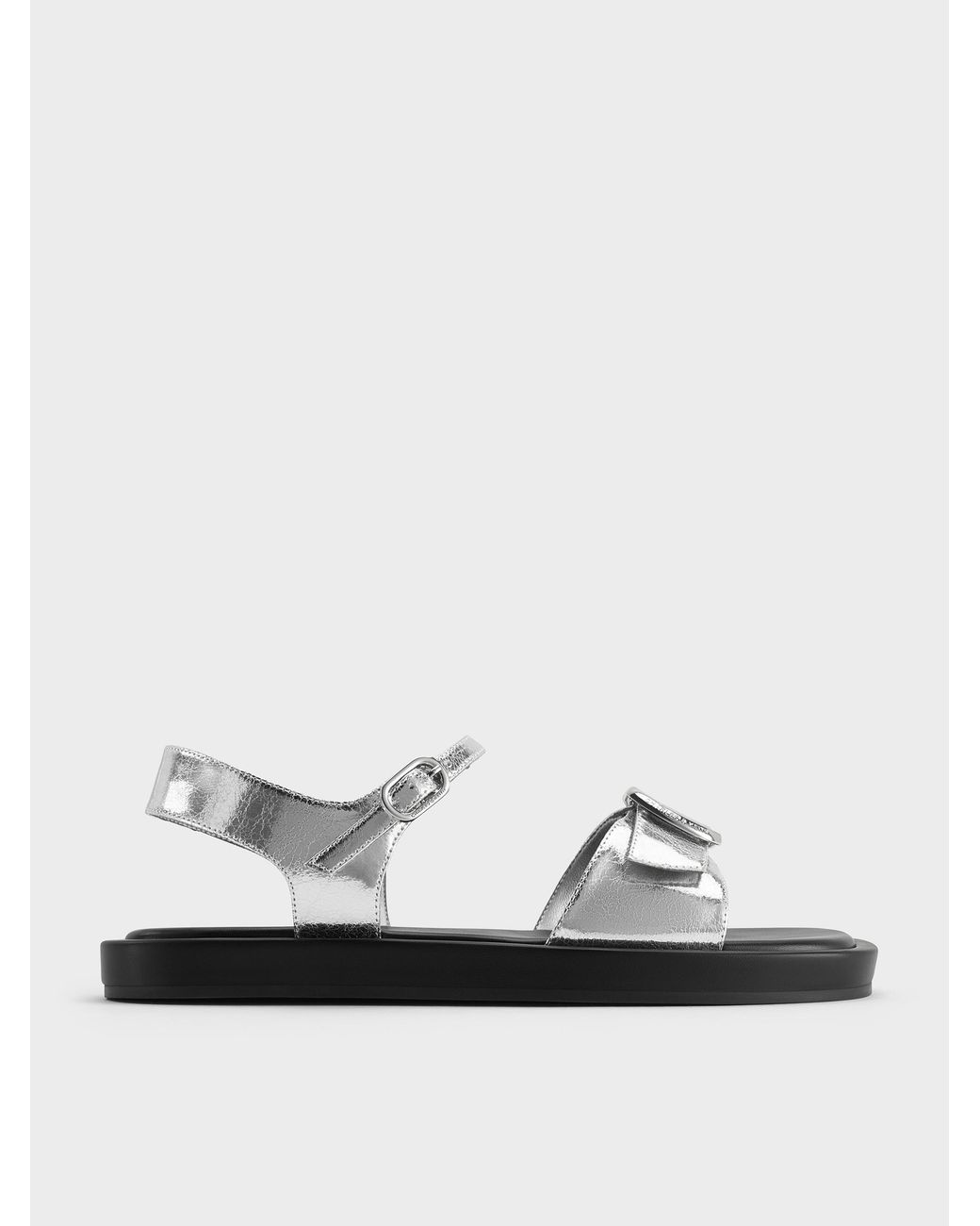 Charles & Keith White Metallic Buckled Slingback Sandals
