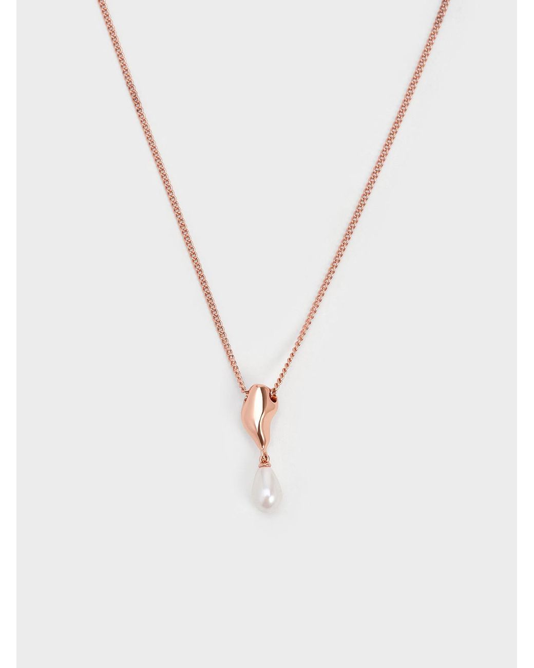 Charles & Keith White Corrine Teardrop Pearl Necklace