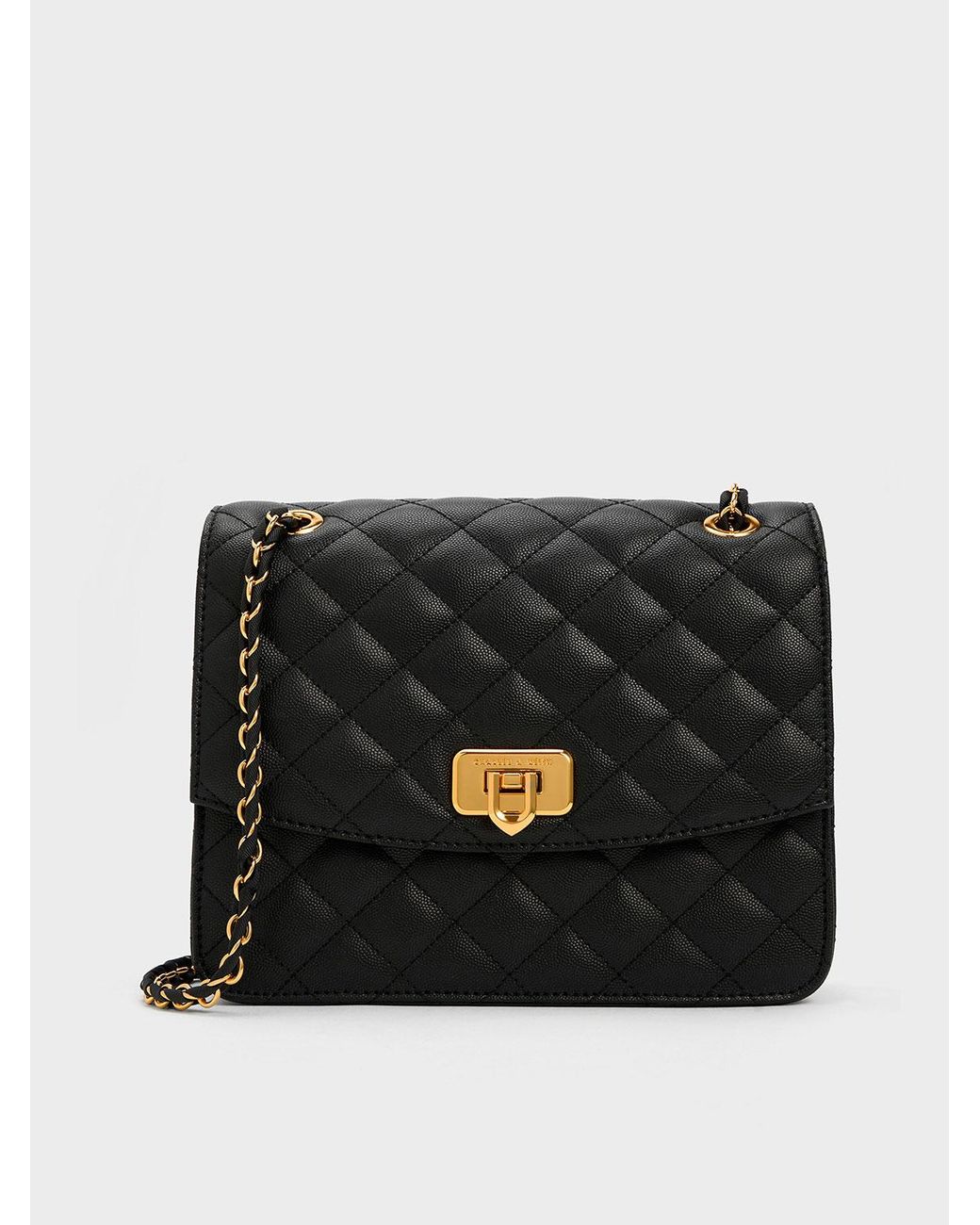 Charles Keith Cressida Quilted Chain Strap Bag in Black Lyst UK