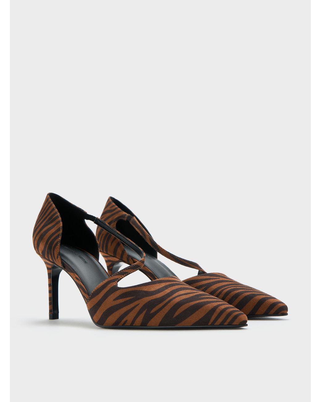 Charles & Keith Multicolor Zebra-Print Asymmetric D'Orsay Pumps