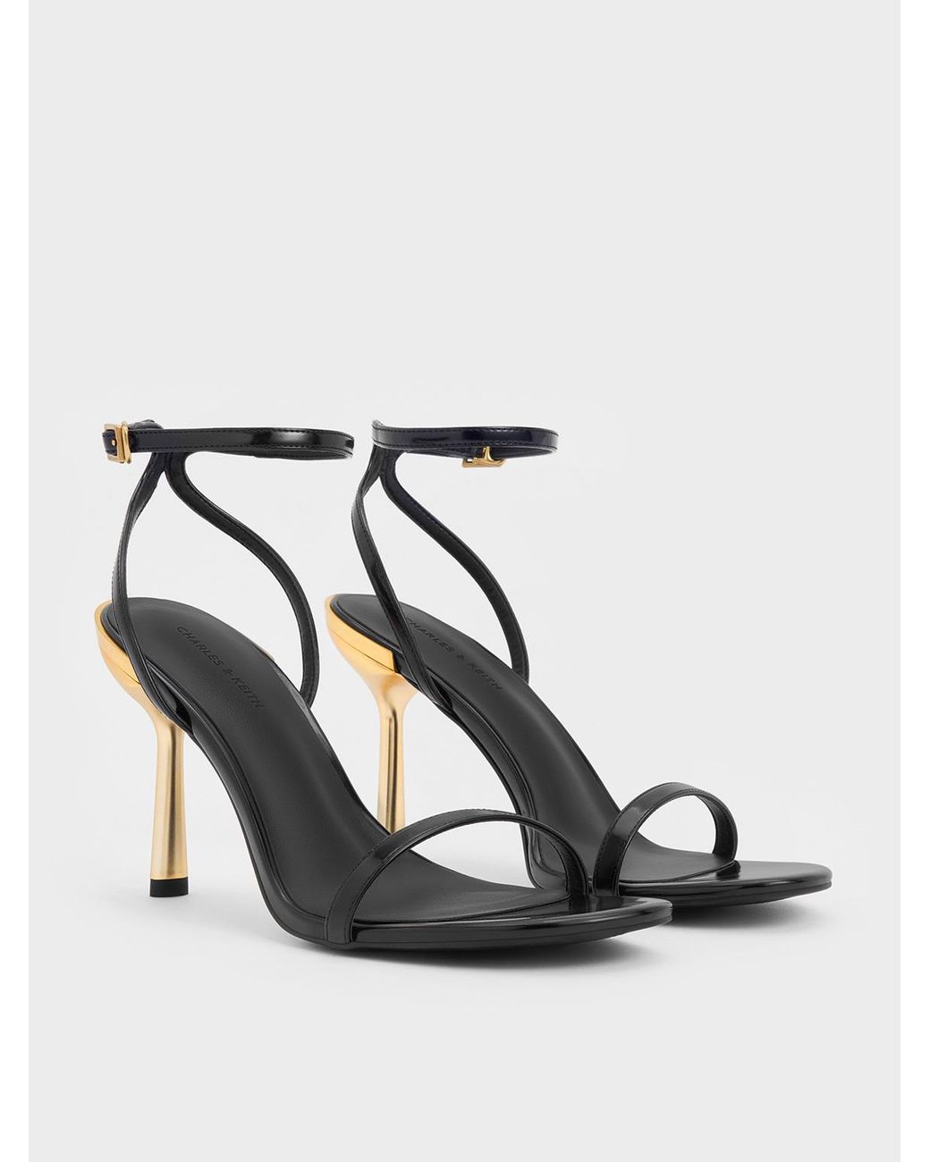 Charles Keith Metallic Stiletto heel Ankle strap Sandals in White Lyst UK