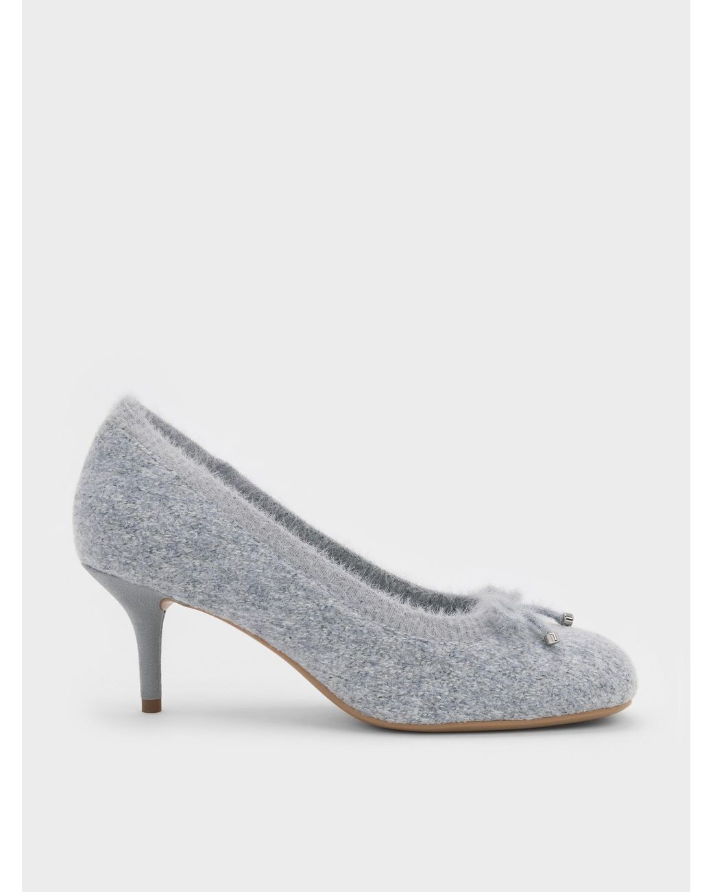 Charles & Keith Gray Knitted Bow Pumps