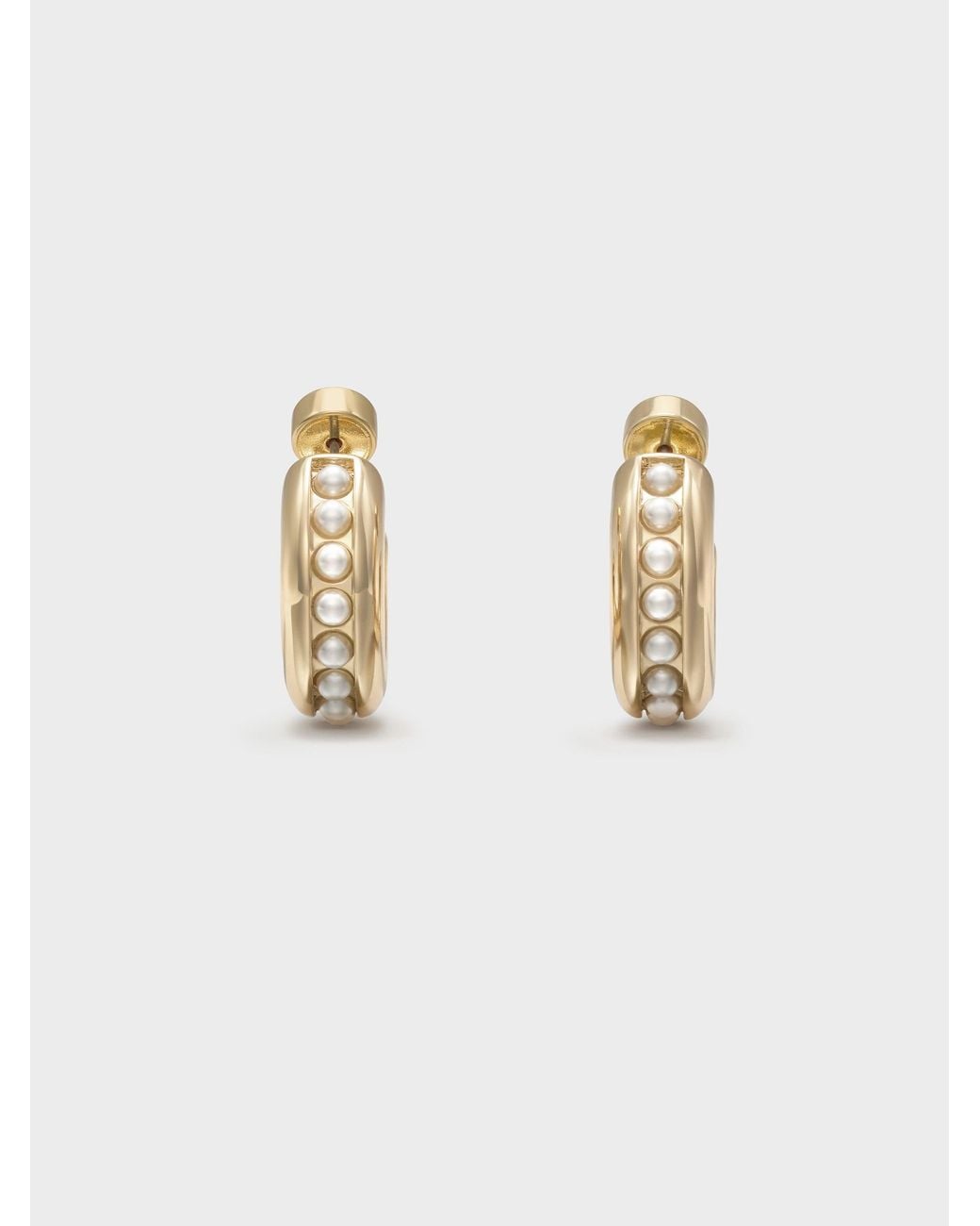 Charles & Keith White Pearl Open-Hoop Earrings