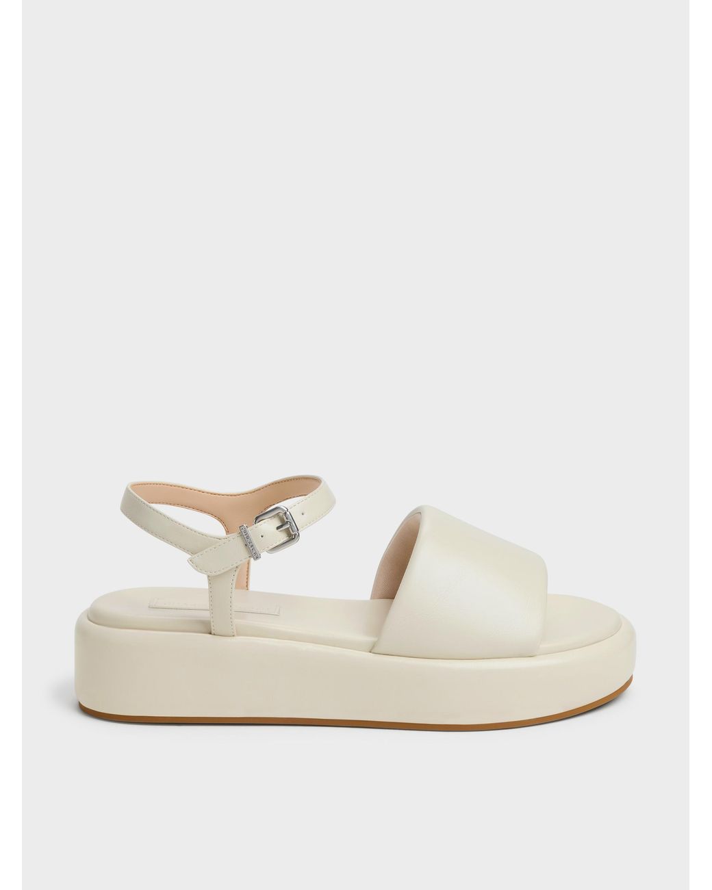 Charles & Keith Natural Ankle-Strap Flatform Sandals