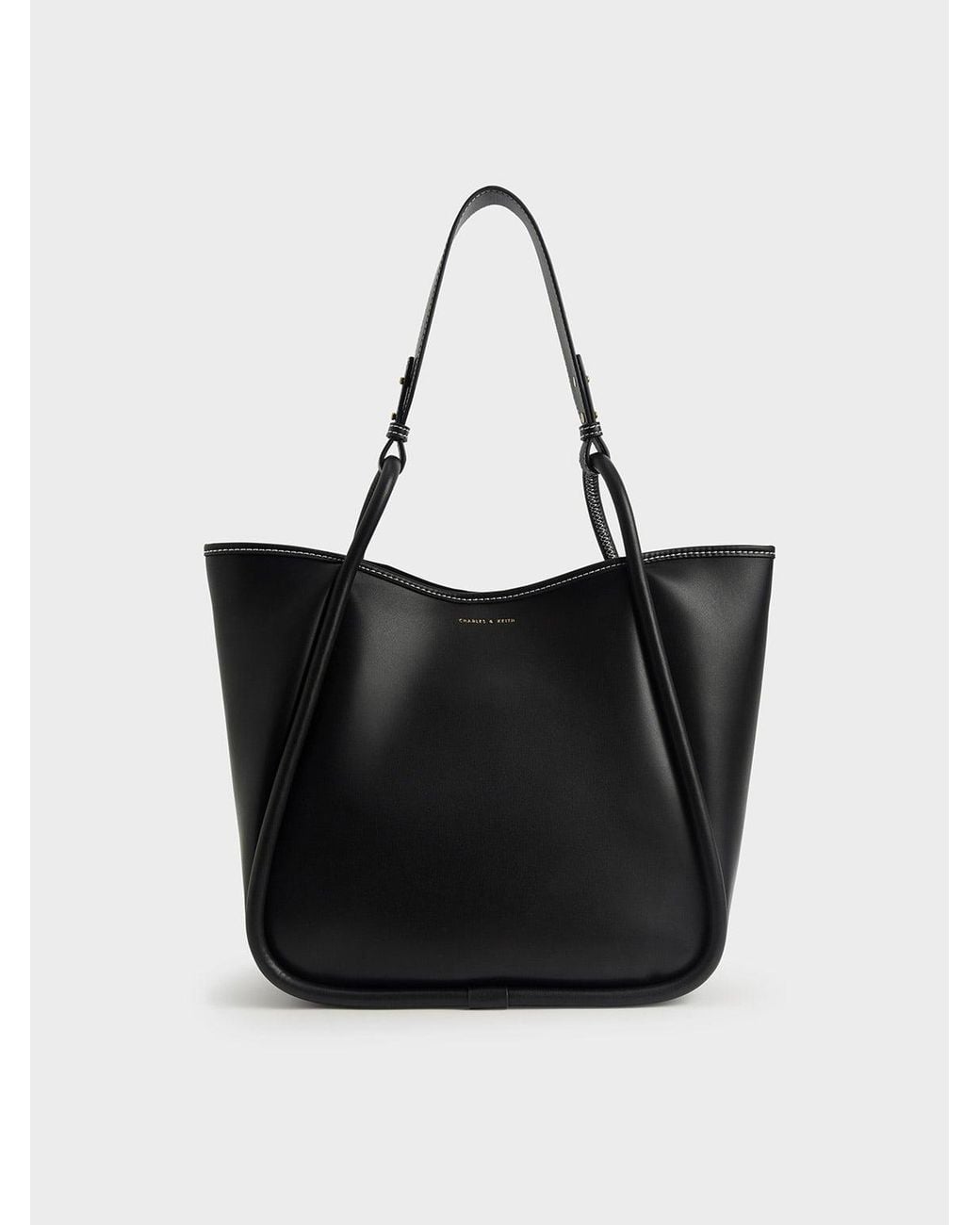 Charles & Keith Black Lyla Tubular Slouchy Tote Bag