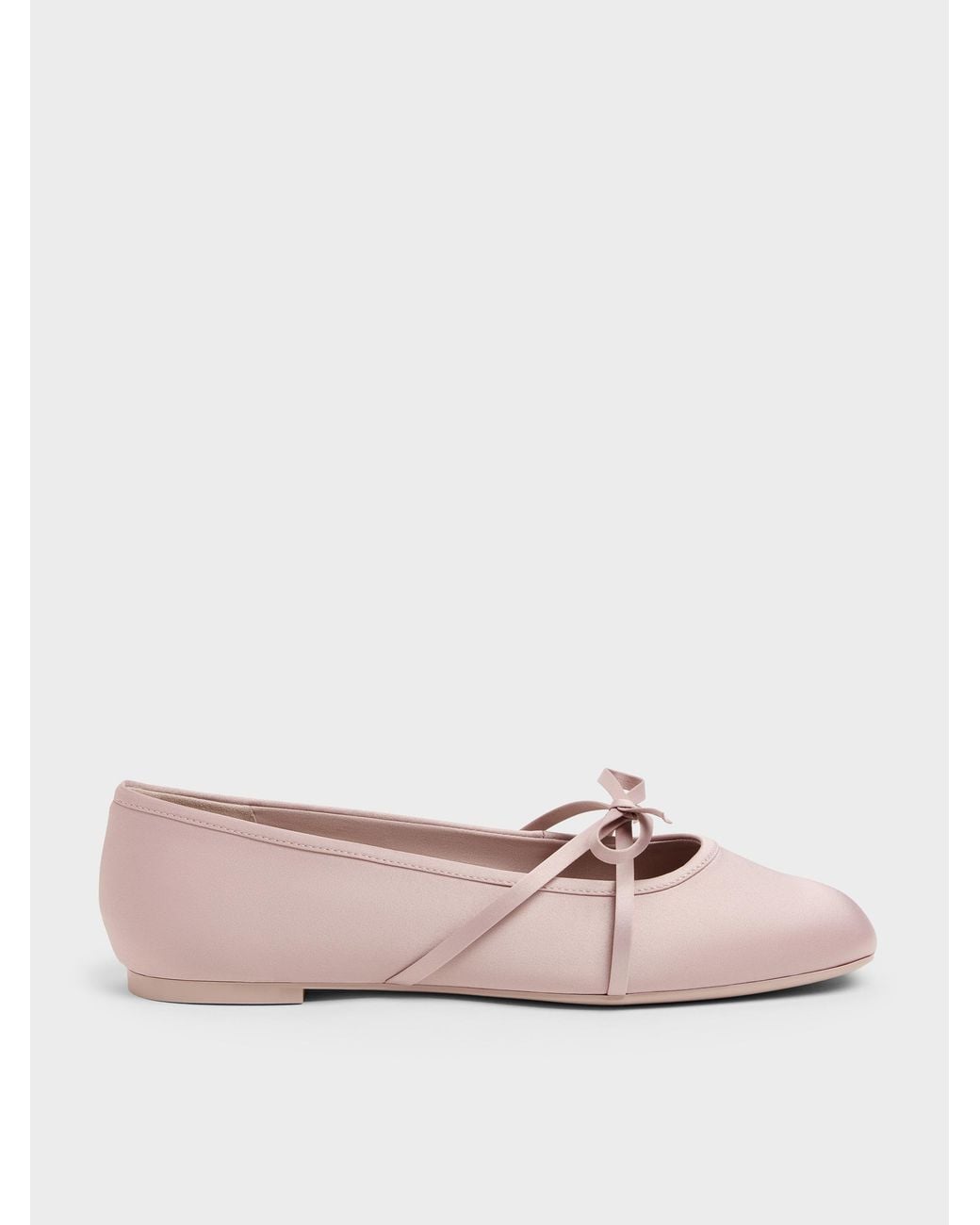 Charles & Keith Pink Satin Bow Ballet Flats