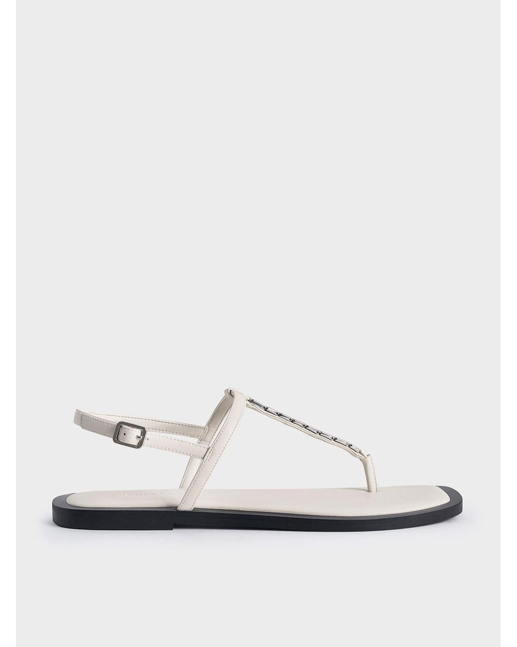 Charles & Keith White Chain-Link Thong Sandals