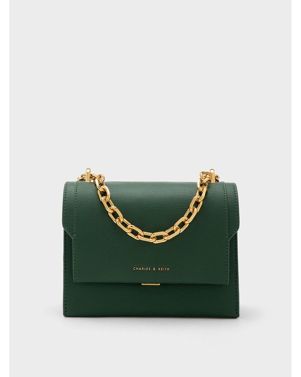 Green Chain Link Shoulder Bag, CHARLES & KEITH