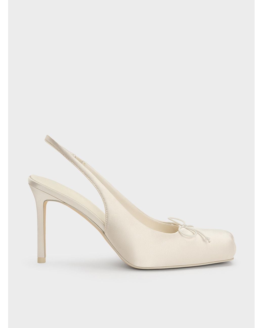 Charles & Keith Natural Satin Ruched Stiletto Slingback Pumps