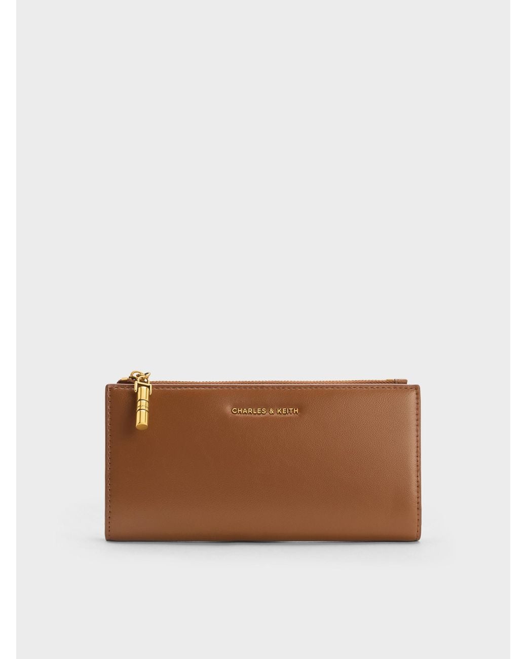 Charles & Keith Brown Cesia Top-Zip Long Wallet