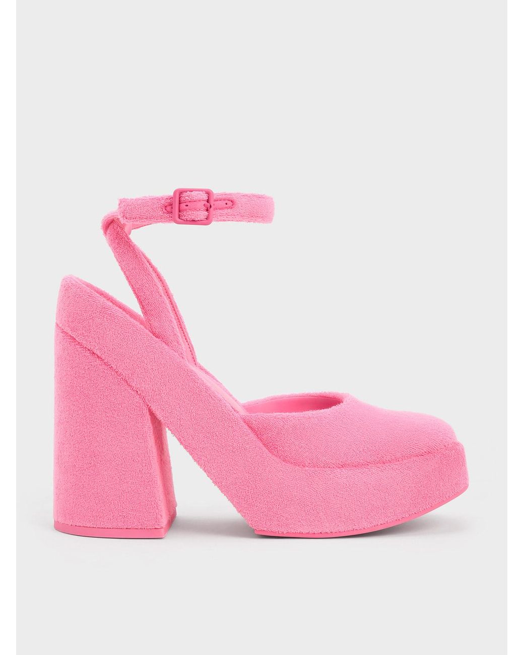 Charles & Keith Pink Loey Ankle-strap Platform Pumps