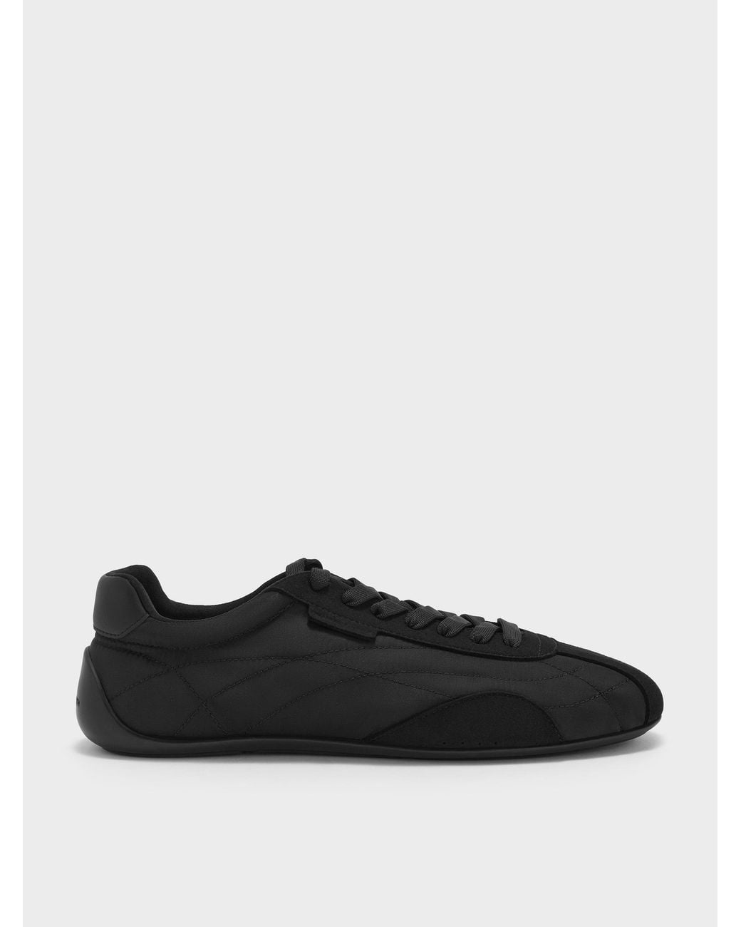 Charles & Keith Black Nylon Contrast-Panel Low-Top Sneakers