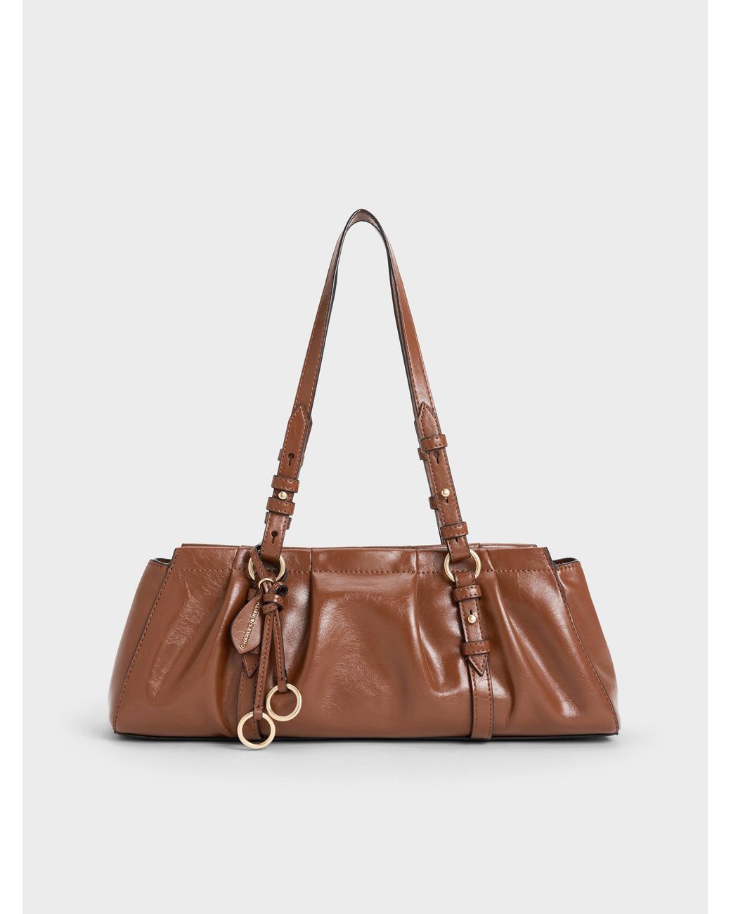 Charles & Keith Brown Britton Elongated Shoulder Bag