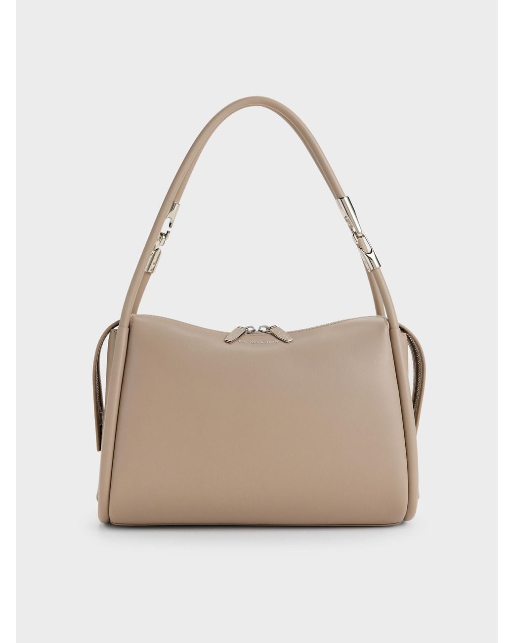 Charles & Keith Natural Lyla Tubular Slouchy Shoulder Bag